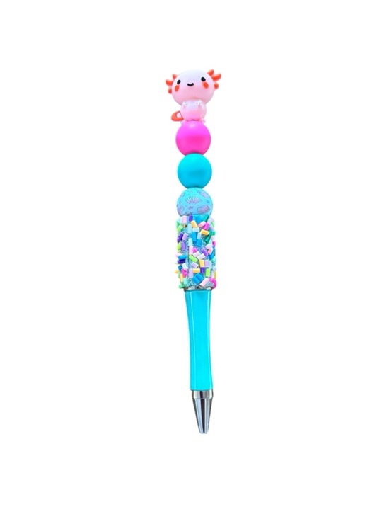 handcrafted Other - Blue & Pink Axolotl Sprinkle Pen Handmade By AB INKS HANDMADE EXPRESSIONS